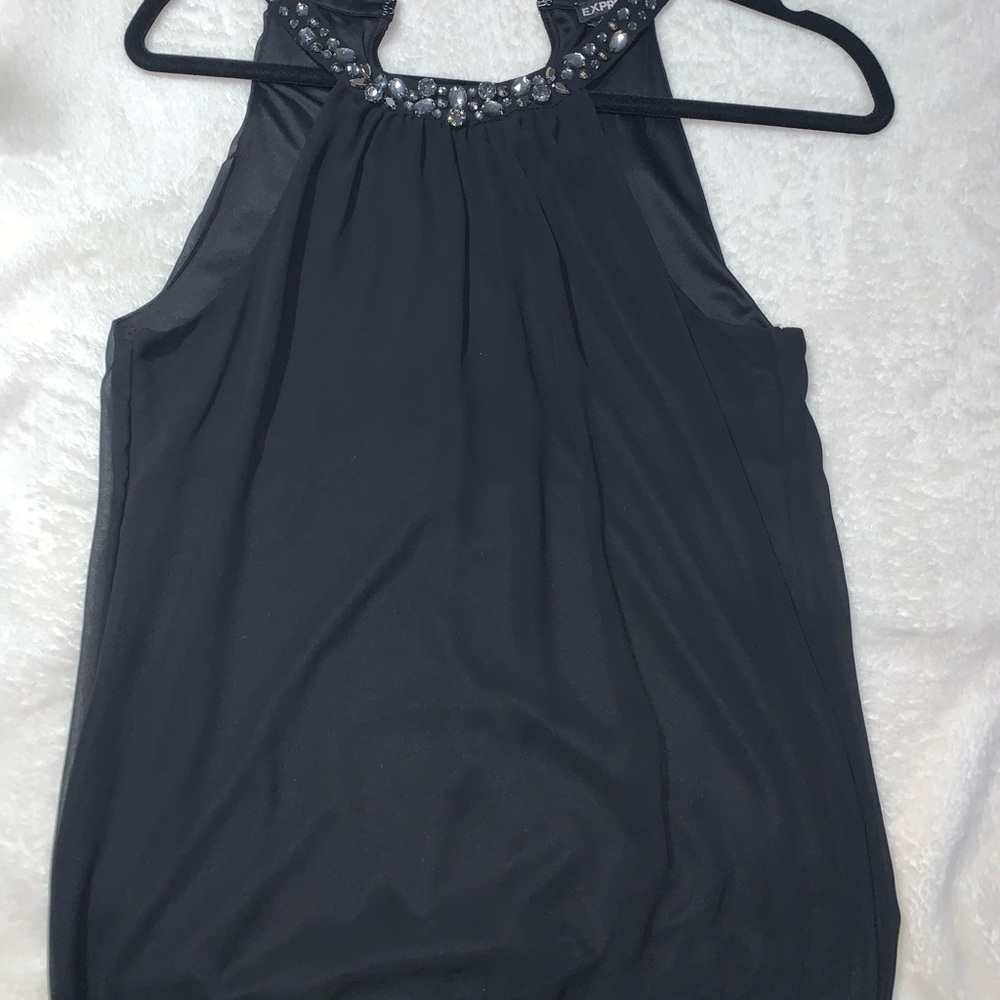 Express Rhinestone black shirt XS